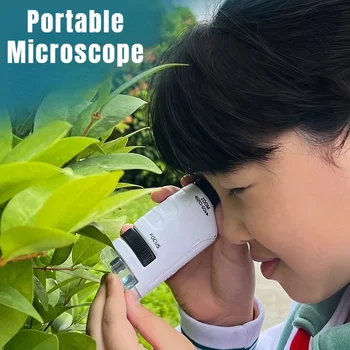Mini Vreckový Vreckový Mikroskop Kit Prenosné Škola Laboratórne Biologické Vedy Vzdelávacie Experiment Deti Deti Kmeňových Hračky