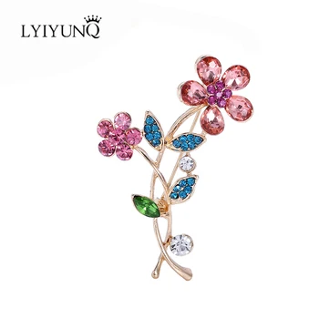 LYIYUNQ Klasické Rastlina, Kvet Brošne retiazky Na Ženy, bižutéria Módne Crystal Brošňa Pin Oblečenie, Príslušenstvo