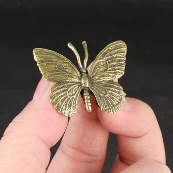 Pevné Čistej Mosadze Motýľ Figúrky Miniatúry Ploche Ornament Starožitné Medi Hmyzu Socha Domáce Dekorácie Remesiel Príslušenstvo
