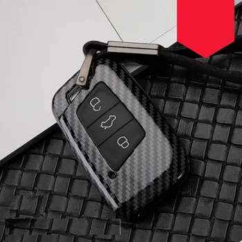 Carbon fiber Zliatiny+Silikónové Auto Smart Key puzdro Pre Volkswagen 2016 2017 Passat B8 Škoda Superb A7
