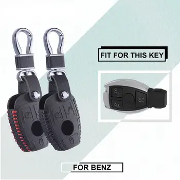Originálne Kožené Tlačidlo Kryt pre Benz E Trieda SLK AMG W124 W203 W210 W211 W204 Diaľkové Držiteľ Prípade Fob Keychain Auto-styling