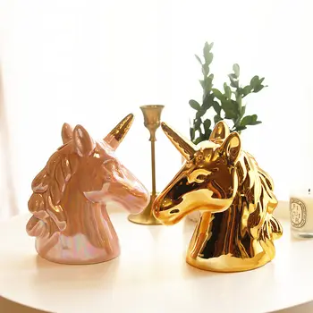 [Zábavné] Európskej Keramické Remesiel jednorožec Prasiatko Domáce Dekorácie modelu Ozdoby Tvorivé Roztomilý kôň Peniaze Box deti, dospelých darček