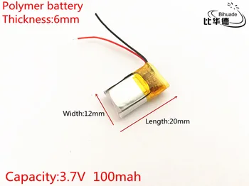 3.7 V, 100mAh 601220 Lithium Polymer Li-Po li ion Nabíjateľnú Batériu buniek Pre Mp3 MP4 MP5 GPS, PSP, mobilné bluetooth