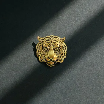 Nádherné Zlato Bronz Hlava Tigra Prívesok Dvojaký Účel Brošňa Ornament