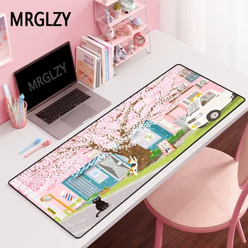 MRGLZY Multi-veľkosť Hráč Ružová Cherry Blossom Mačky XXL Podložka pod Myš Veľké MousePads Koberec Prenosné Herné Príslušenstvo Stôl Mat pre LOL