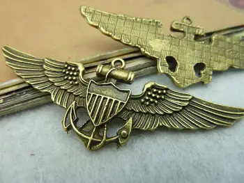 10pcs 24*64mm Antické bronzové krídla kotvy prívesky Veľkoobchod DIY doplnky v podobe šperkov