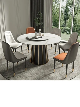 Jednoduché a ekonomické moderný rock jedálenský stôl a stoličky Nordic malých minimalistický kolo biely jedálenský stôl zmes
