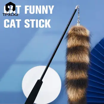 Fox Chvost Mačky Teaser Stick Dlho Chlpaté Vtipné Mačku Hračka Zábavné Rod Nahradiť Mačka Teaser Stick Pet Hračka