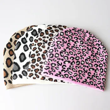 In leopard škvrnitý zvierat žakárové pletené čiapky pre mužov a ženy, super elastická čiapka studenej čiapka Unisex Čiapočku klobúk Zimné klobúk