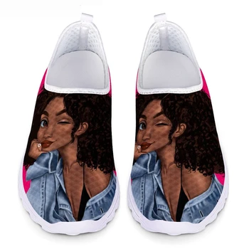 2020 Dizajn Značky dámske Bežecké Topánky Pohodlné Letné Byty Ošetrovanie Obuvi Afro Black Dievčatá 3D Tlače Slip-on Mokasíny Mujer