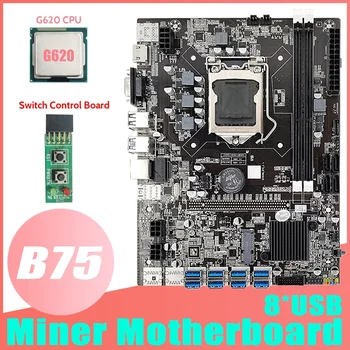 B75 USB ETH Ťažba Doske 8XUSB3.0+G620 CPU+Dosky vypínača LGA1155 pamäte DDR3 MSATA USB3.0 B75 USB BTC Baník Doska
