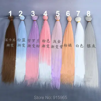 8pieces/set Parochňu refires bjd vlasy 35 cm*100 CM hnedá, ružová, modrá natrual farba dlhé rovné vlasy parochňa na 1/3 1/4 BJD urob si sám