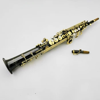 Black gold profesionálne soprán saxofón ploché B pozlátené tlačidlo vysoko-kvalitný zvuk sax soprán ručne vyrezávané vzor SAX