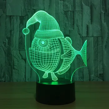 Jedno oko divný žraloka 3D nočné svetlo Cartoon akcie obrázok USB Bezdrôtový reproduktor Nastaviteľné farba Dekorácie Vianočné darčeky A77