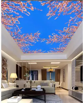 Kvety modrej oblohe strop 3d tapeta Eurpean minimalistický spálne, obývacia izba stropy 3d nástenná maľba vzory