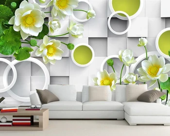 Abstraktných de parede Jednoduché a krásne kruhu lotus 3d tapeta nástenná maľba na obývacia izba gauč TV na stenu stenu spálne papiere domova