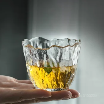Japonsko EDO Kladivo Crystal Whisky Sklo Frost Kvet Ice Petal Záujme Pohár Kung Fu Teacup Ženy umelecké Diela Pohárov na Víno, Brandy Vonnú