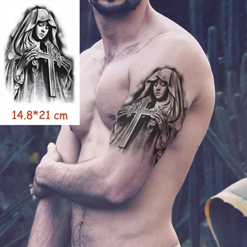 Nepremokavé Dočasné Tetovanie Nálepky sestra cross veľké rameno tetovanie vody prenos falošné tetovanie flash tatto Žena, Muž, dieťa 14,8 v*21 cm