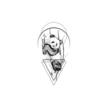 Geometrické Panda Trojuholník Dočasné Tetovanie Nálepky Diamond Black Malé Vlastné Tatto Line Body Art Ramena, Krku Falošné Tatoos Ženy Muži