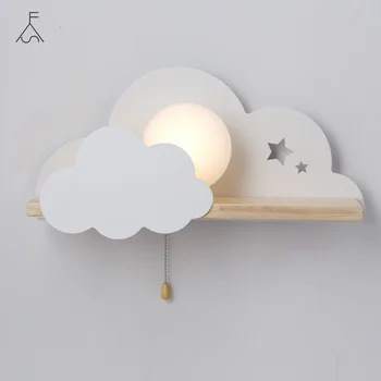 Deti LED Nástenné Svietidlo pre Spálne Sklenené Tienidlo Cloud Kovové Cartoon Chlapci Nočné Osvetlenie Miestnosti, Deti, Dievčatá, Steny Sconce