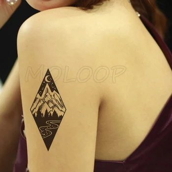 Tetovanie Nálepky, planéty, mesiac, hviezdy lesných horských strom, rieka Vody Prevod Dočasného Falošné tatto flash tetovanie pre dieťa dievča mužov