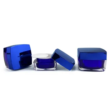Modrá 15 g 30 g 50 g Námestí Kocka Acrylic Nail Art Nádoby Prázdne Krém Hrniec Cestovné Kozmetické Kontajner make-up Vzorky Jar Obal Fľaše