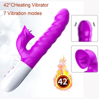 42°C Vykurovanie Klitorálny Jazyk Sania pre Ženy Klitoris Stimulátor Klitorisu bradavky Dildo Viobrator Nepremokavé Sex Hračky pre Dospelých