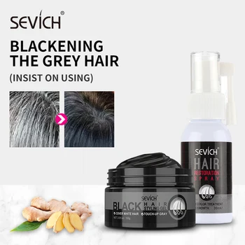 Sevich Vlasy & Fúzy Farbivo Nastaviť 100g Blackening farba Vlasov vosk pre umierajúcich odstránenie biele, šedivé vlasy Prírodné 30ml Vlasy Obnova Spary