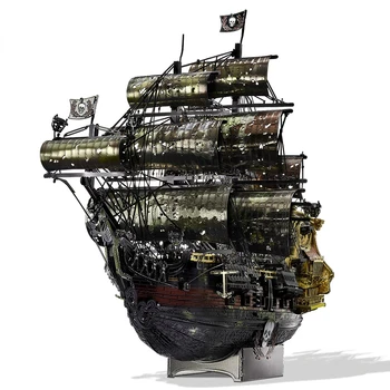 3D Kovov Puzzle Queen Anne ' s Revenge Skladačka Pirátskej Lodi DIY Model Budovy Súpravy, Hračky pre Mladistvých Mozgu Teaser