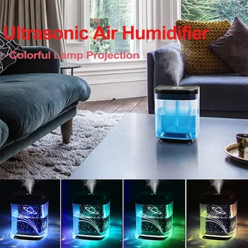 Ultrazvukový Zvlhčovač Vzduchu s Farebnými Lampa Projekcie v Pohode, Hmla Maker 1000ml Elektrické Fogger Čistička USB Nabíjanie Home Office