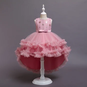 Veľkonočné Oblečenie 2021 Bowknot Dievčatko Vesta Asymetrie Šaty Pre Dievčatá Princezná Šaty Elegantné Večerné Narodeninovej Party Šaty