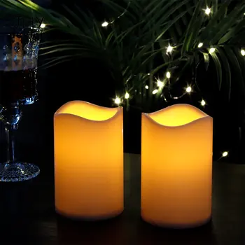 2ks LED Flameless Batérie Prevádzkované Sviečky Valcové Blikanie Elektronické Sviečky Čajové sviečky Svadby, Narodeniny Domova