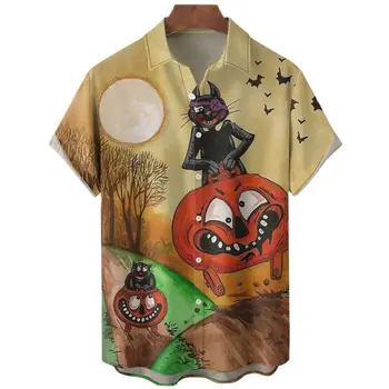 Halloween Horror Zábavnej 3d Tlač pánske Tričko Street Kultúry Mužov Tekvica Svetlá pánskej Módy Top-Krátke rukávy Tričko Oblečenie