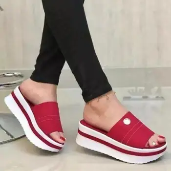 2021 Nové dámske Papuče Kliny Platformu Letné Sandále Bežné Otvorené Prst Flip Flops Ženy Svetlo Pohodlné Papuče Žena Topánky