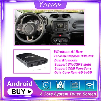 Carplay Bezdrôtový Ai Okno Dual Bluetooth Android Pre Jeep Renegade 2018-2020 Auto Auto Rádio Multimediálny Prehrávač Smart Box HDMI